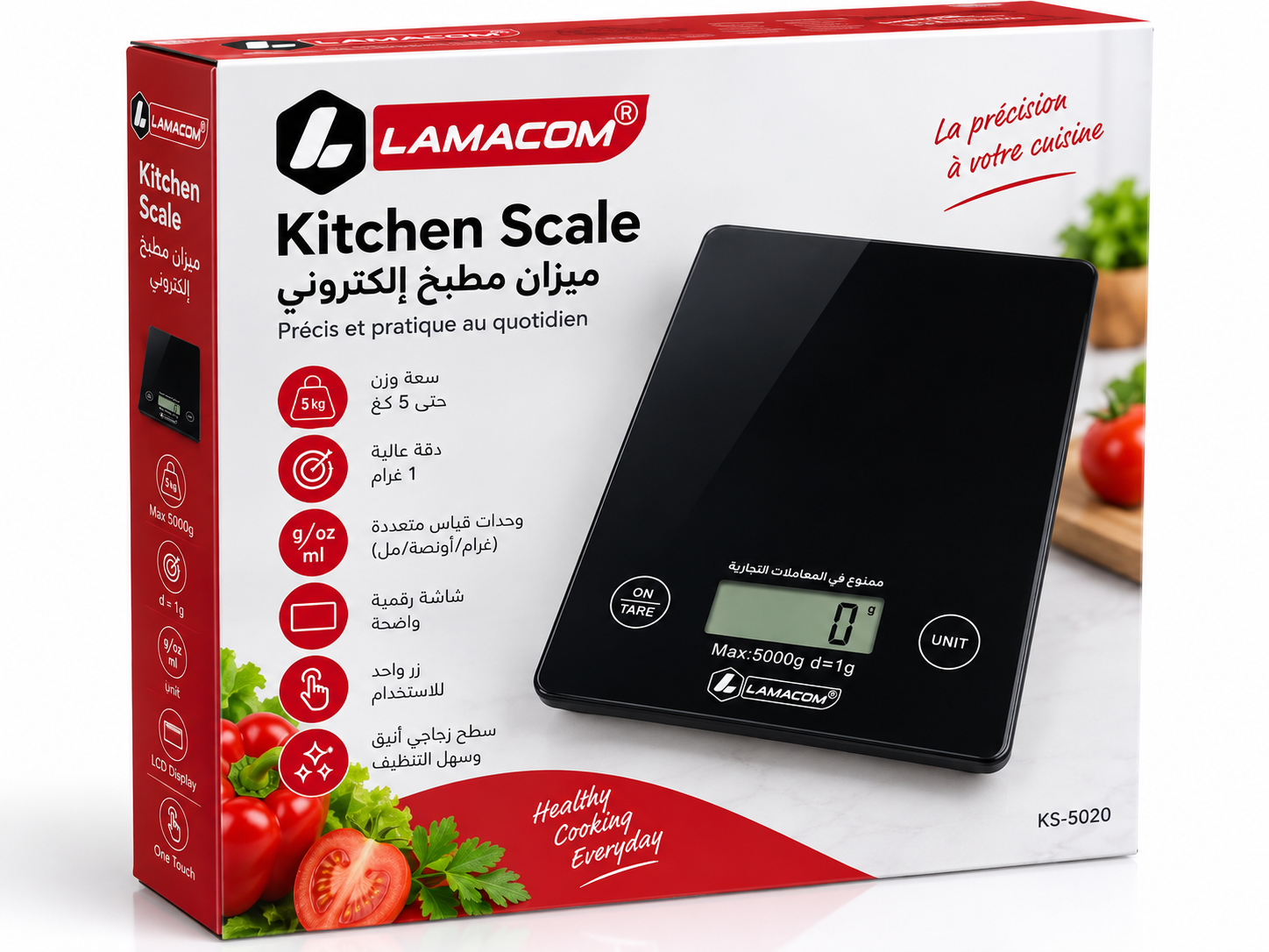 ميزان مطبخ إلكتروني رقمي حتى 5 كغ